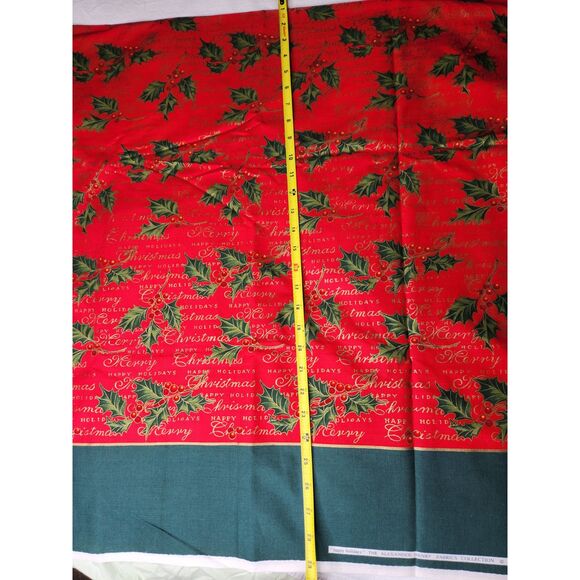 Vtg. 2000 Alexander Henry Happy Holidays Christmas Holly Cotton Fabric 3.4 Yds. - Picture 7 of 7